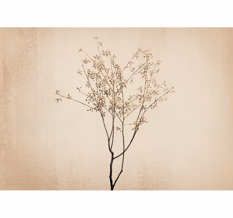 Rullgardin beige japandi stil blomma - Tenstickers