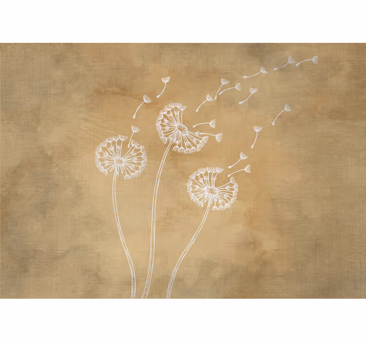 Rullgardin beige maskrosor med och utan blad - Tenstickers