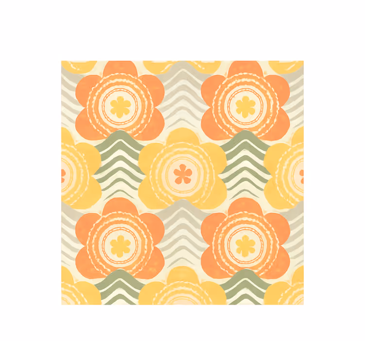 Rullgardin vintage 1970-tals blomstrande retro mönster - Tenstickers