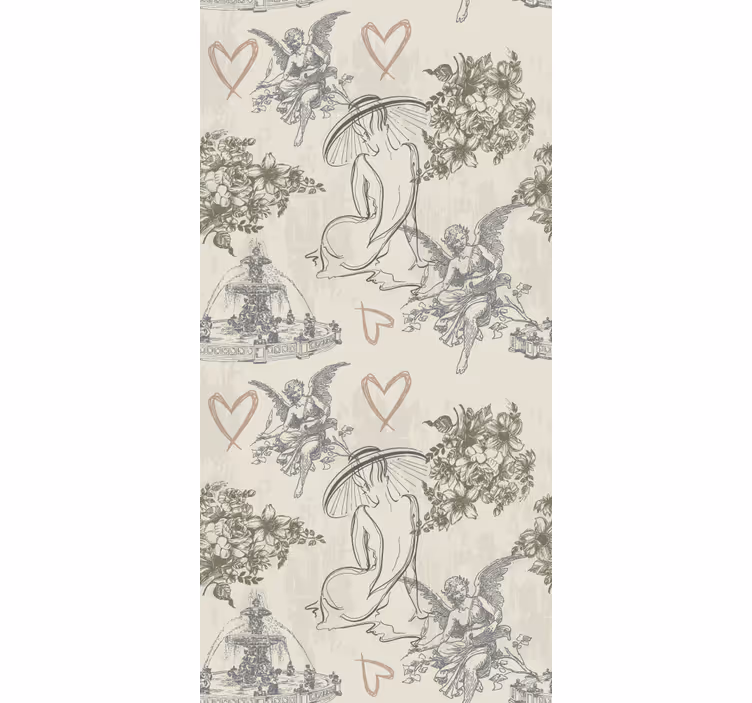 Rullgardin vintage franskt romantiskt mönster - Tenstickers