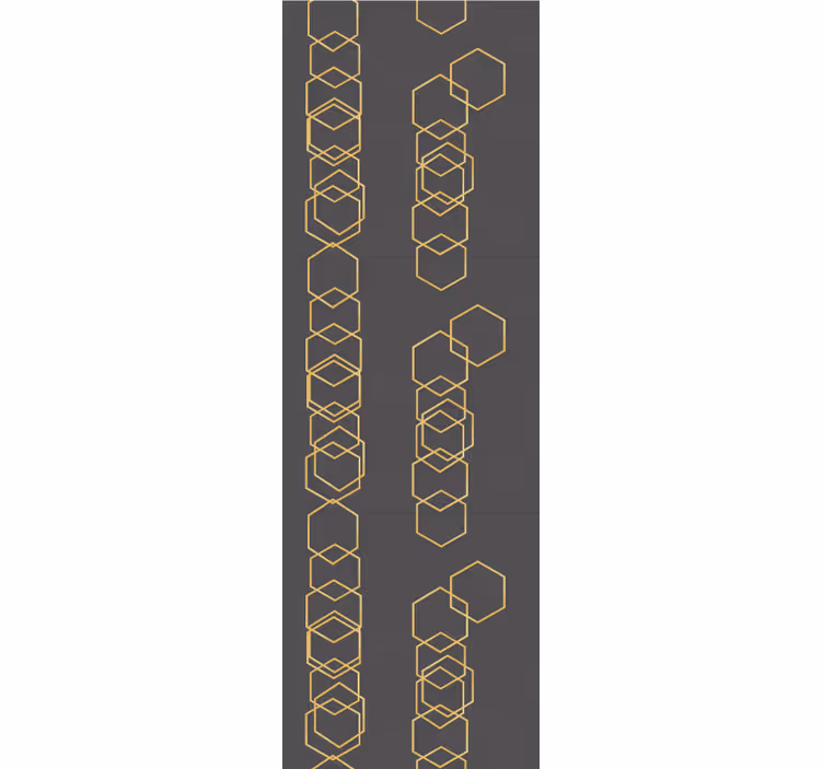 Rullgardin vintage grå textur med gyllene hexagoner - Tenstickers