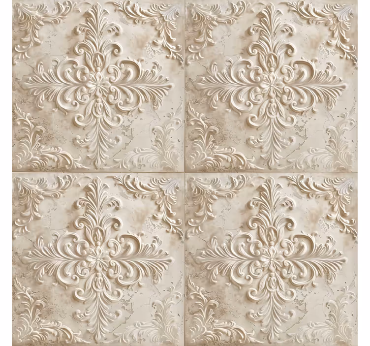 Rullgardin vintage beige plattor - Tenstickers