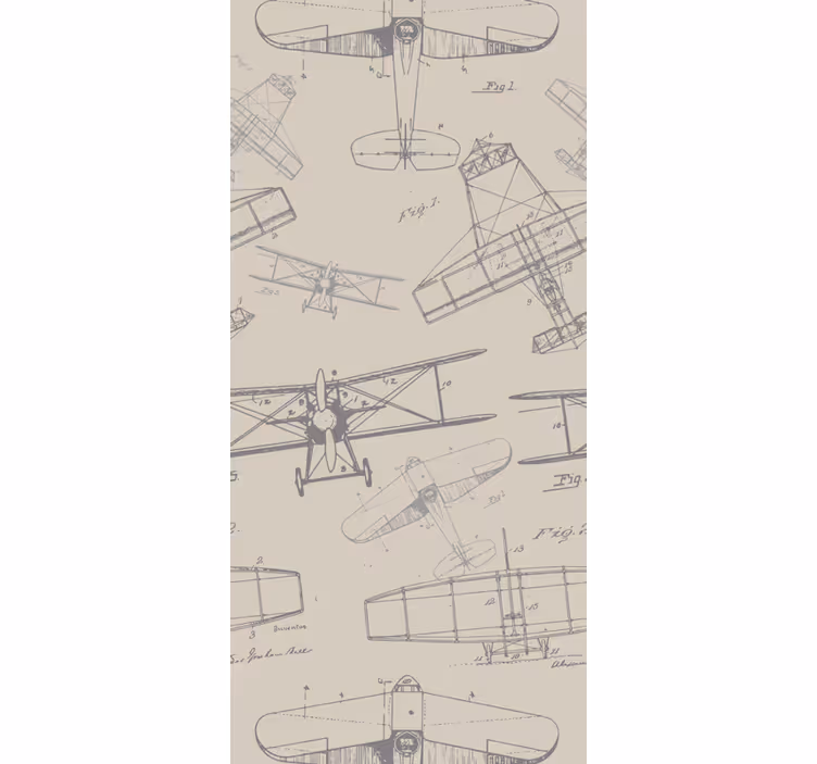 Rullgardin vintage mönster av flygplan - Tenstickers