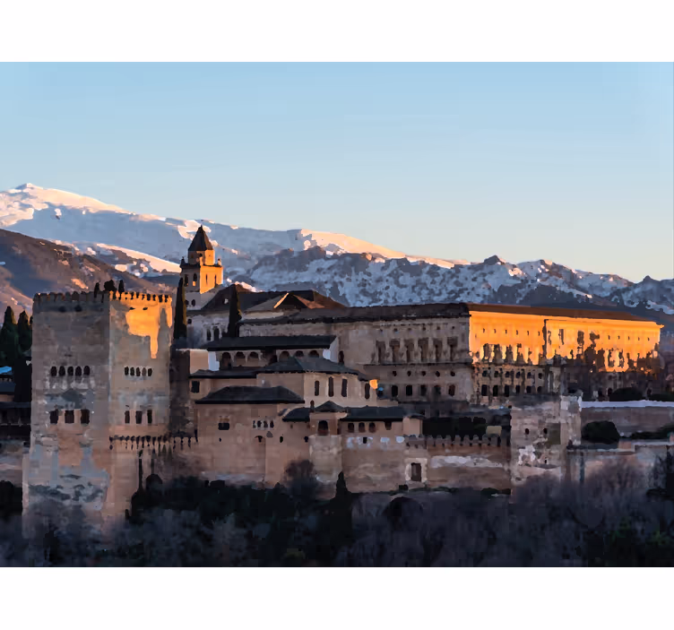 Rullgardin vardagsrum alhambra i granada på kvällen - Tenstickers