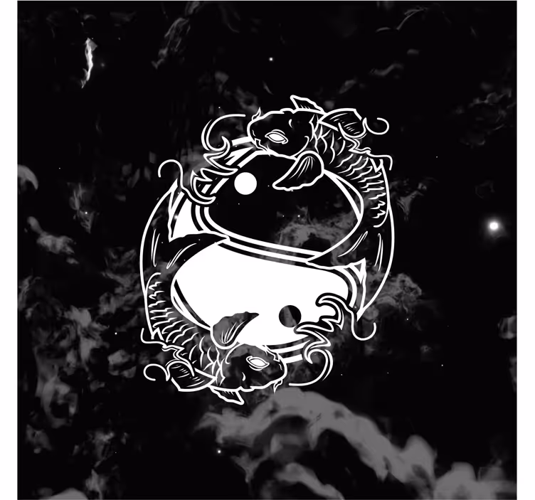 Rullgardin vardagsrum yin yang balansfisk - Tenstickers