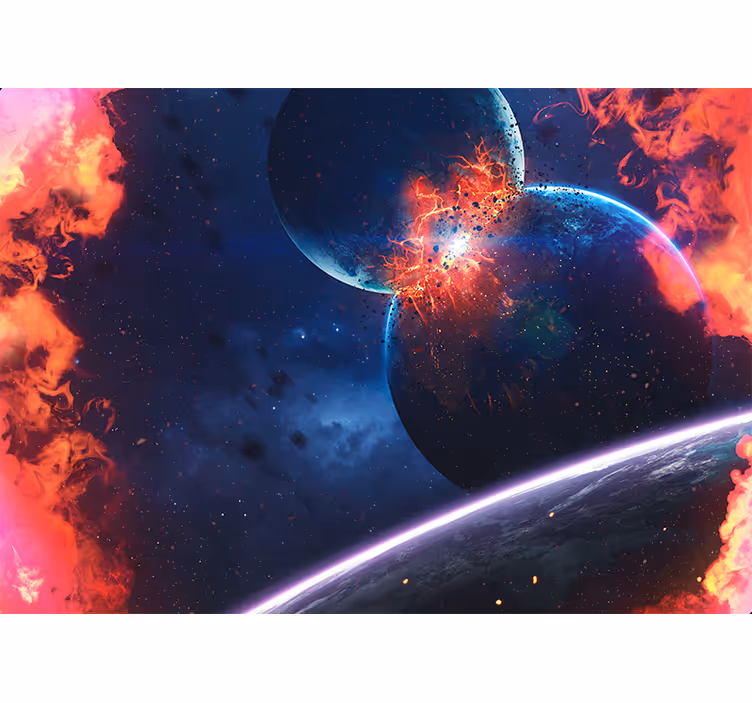 Rullgardin vardagsrum fantastisk planetexplosion - Tenstickers