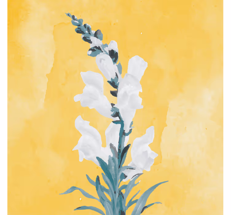 Rullgardin vardagsrum vita blommor med gul bakgrund - Tenstickers