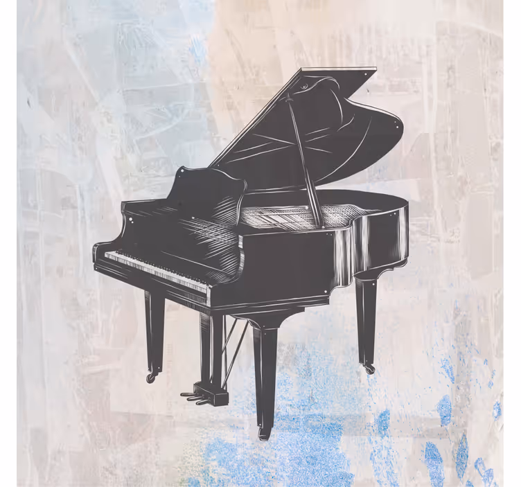 Rullgardin vardagsrum shabby chic målning av piano - Tenstickers