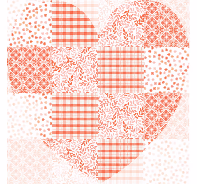 Rullgardin vardagsrum patchwork röd och vit hjärtdesign - Tenstickers