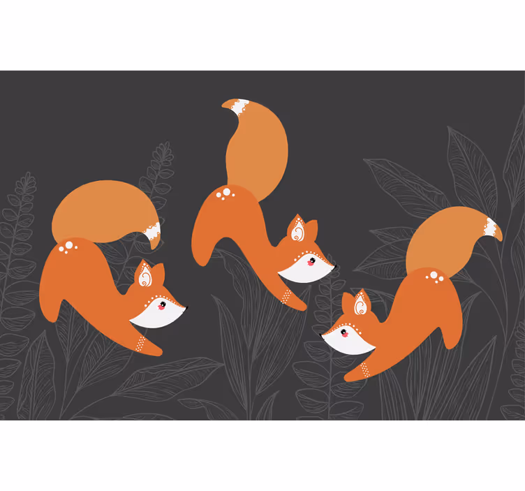 Rullgardin vardagsrum skandinaviska rävar i skogen - Tenstickers