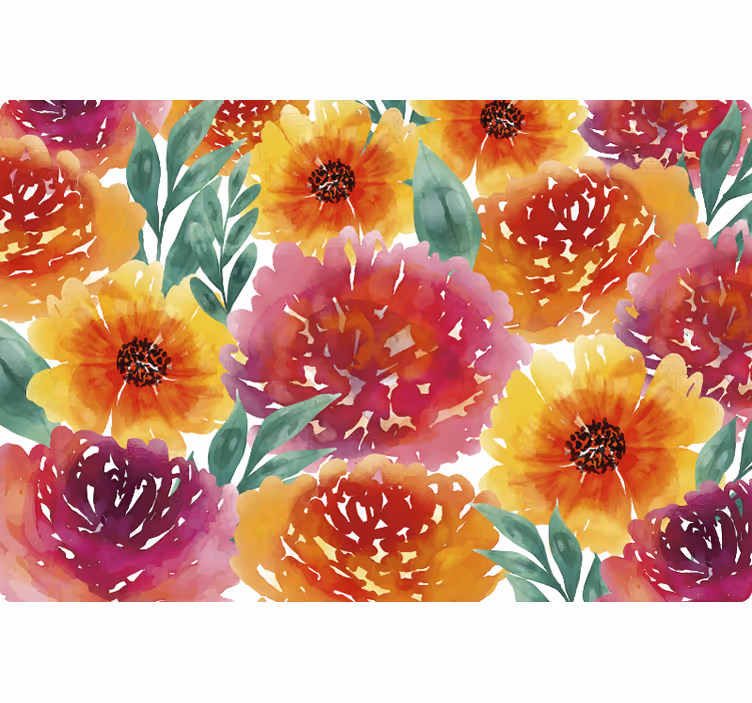 Rullgardin sovrum färgglad blommig kakel - Tenstickers