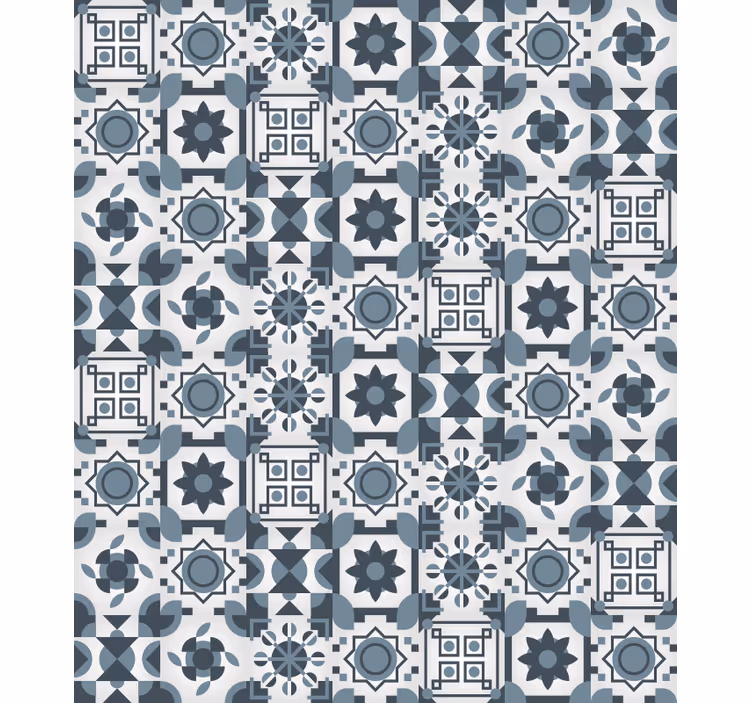 Rullgardin sovrum med geometriskt kakelinspirerat mönster - Tenstickers