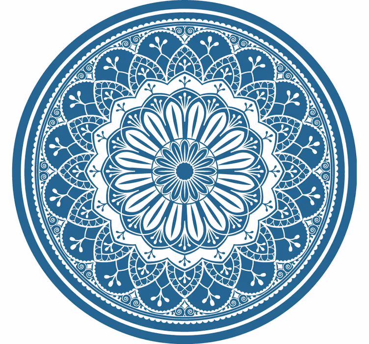 Rullgardin sovrum stor mandala tryck på blå cirkel - Tenstickers
