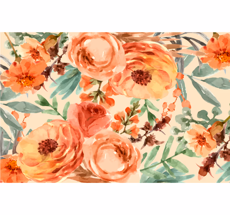 Rullgardin sovrum pionvattentäckta blommor - Tenstickers