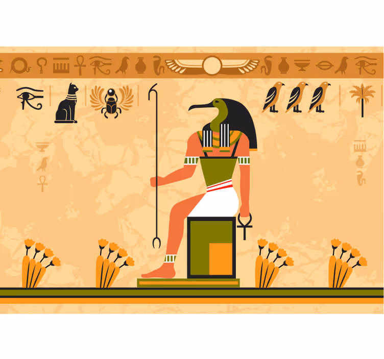 Rullgardin beige egyptisk månegud - Tenstickers