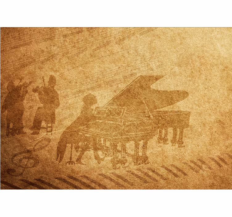 Rullgardin beige vintage piano - Tenstickers