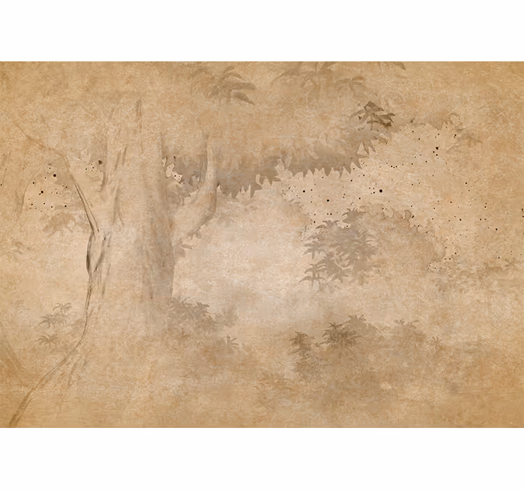 Rullgardin beige vintage regnskog landskap - Tenstickers