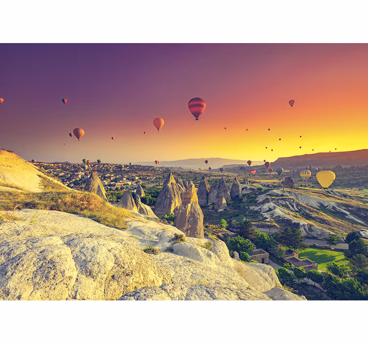 Rullgardin sovrum med luftballonger över kappadokien - Tenstickers