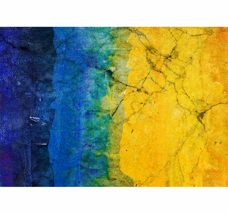 Rullgardin sovrum blå och gul abstrakt målning - Tenstickers