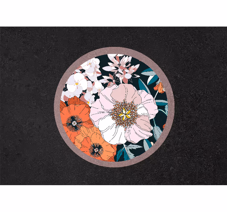 Rullgardin sovrum valp blommor i cirkel - Tenstickers