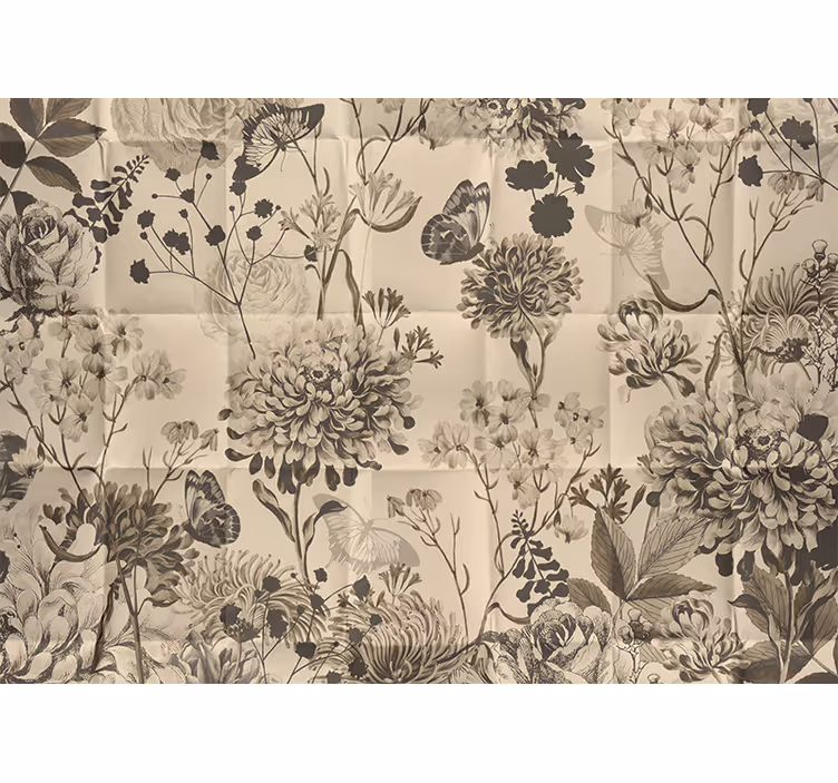 Rullgardin sovrum beige blommönster - Tenstickers