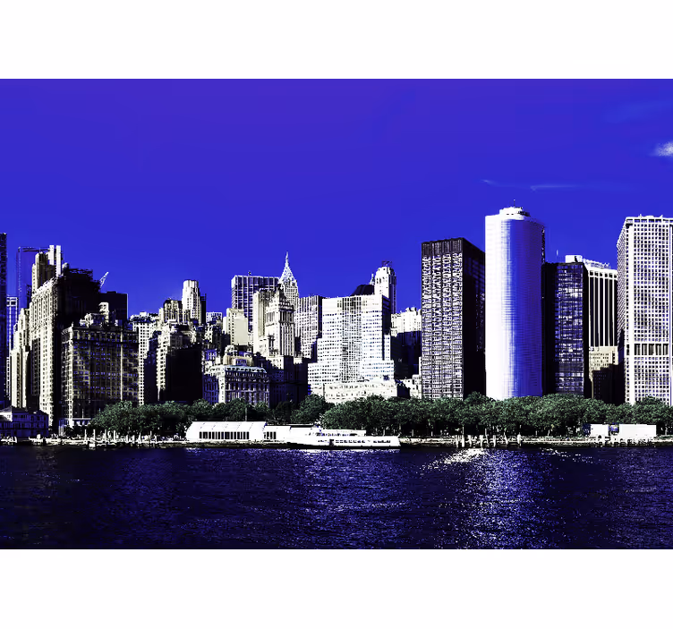 Rullgardin sovrum skyskrapor i manhattan på kvällen - Tenstickers