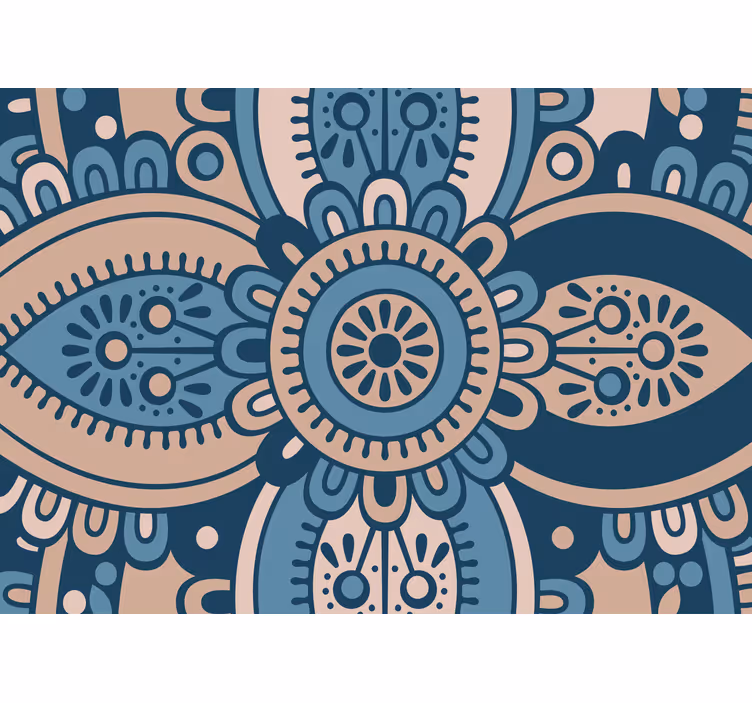 Rullgardin sovrum blå blommig mandala - Tenstickers