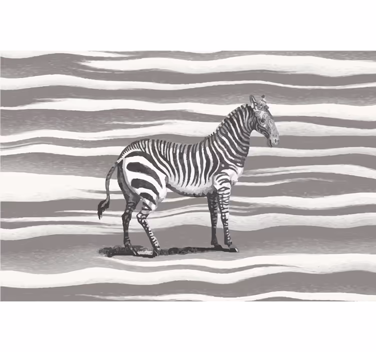 Rullgardin grå vintage zebra illustration - Tenstickers