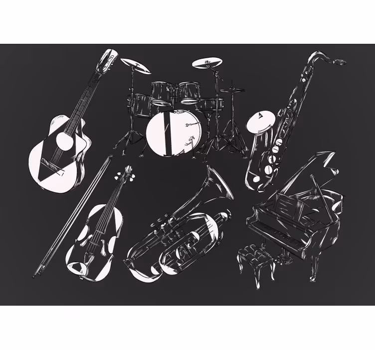 Rullgardin sovrum svartvita instrument - Tenstickers