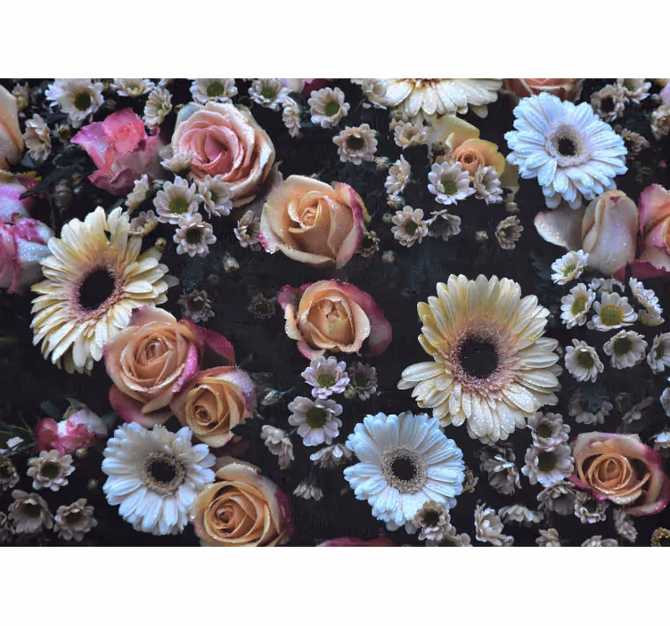 Rullgardin sovrum elegant stil stora blommor - Tenstickers
