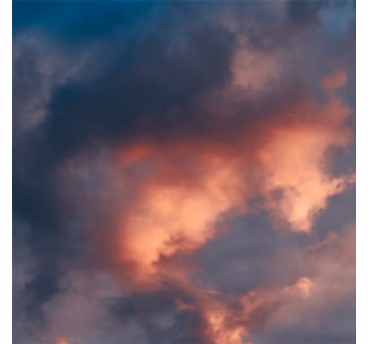 Rullgardin vardagsrum orange moln himmel - Tenstickers