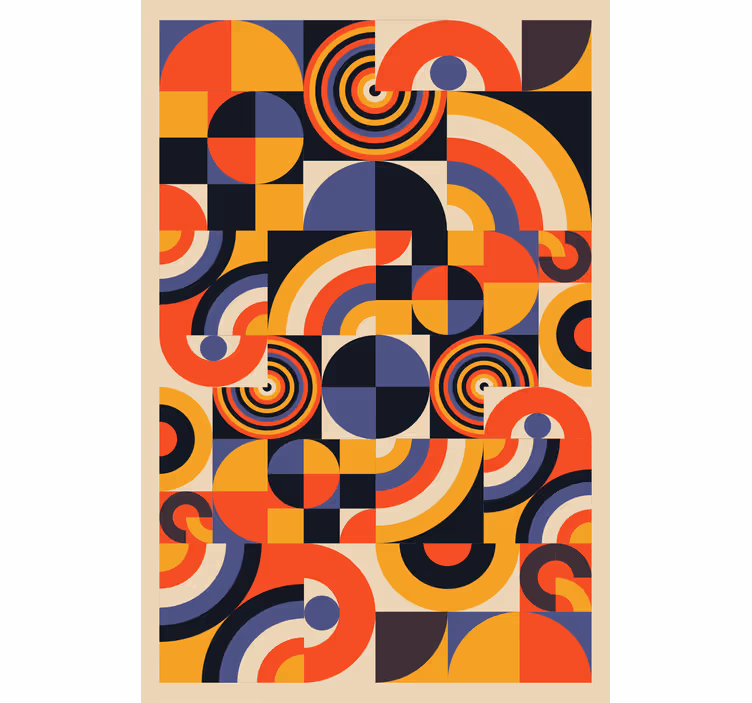 Rullgardin vardagsrum färgglada bauhaus cirklar - Tenstickers