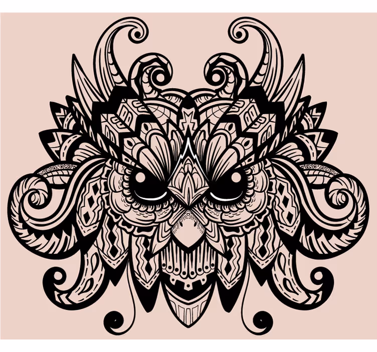 Rullgardin sovrum svart uggla illustration - Tenstickers