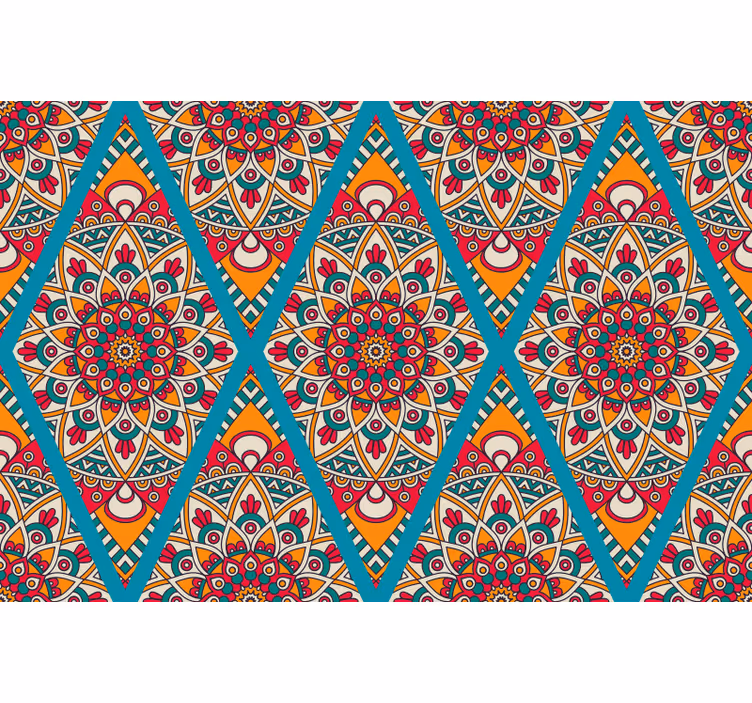 Rullgardin sovrum ornamentalt färgat vintage mönster - Tenstickers
