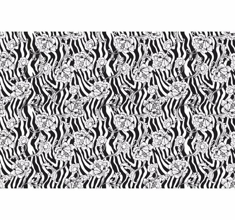 Rullgardin sovrum zebra och blommor - Tenstickers