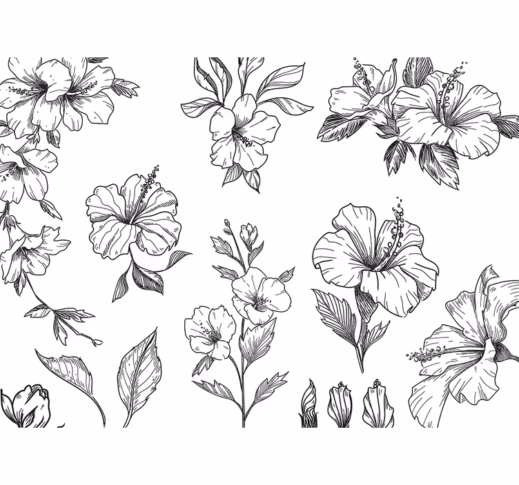 Rullgardin sovrum blommor teckning - Tenstickers