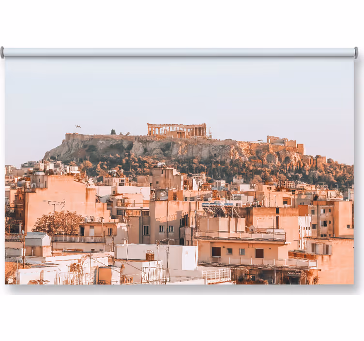 Rullgardin sovrum vacker utsikt över aten och akropolis - Tenstickers
