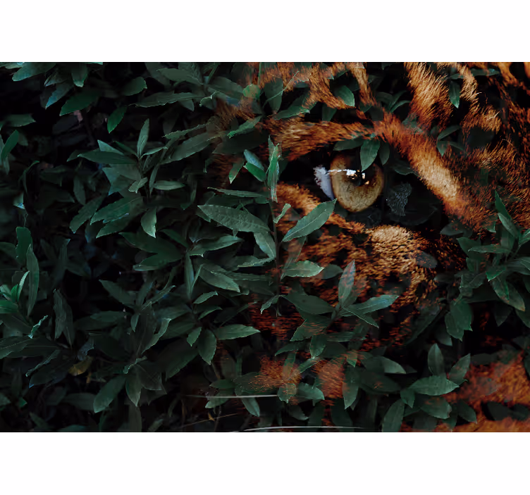 Rullgardin sovrum gröna löv tiger - Tenstickers