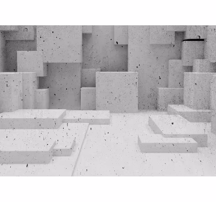 Vit rullgardin 3d betongformer - Tenstickers