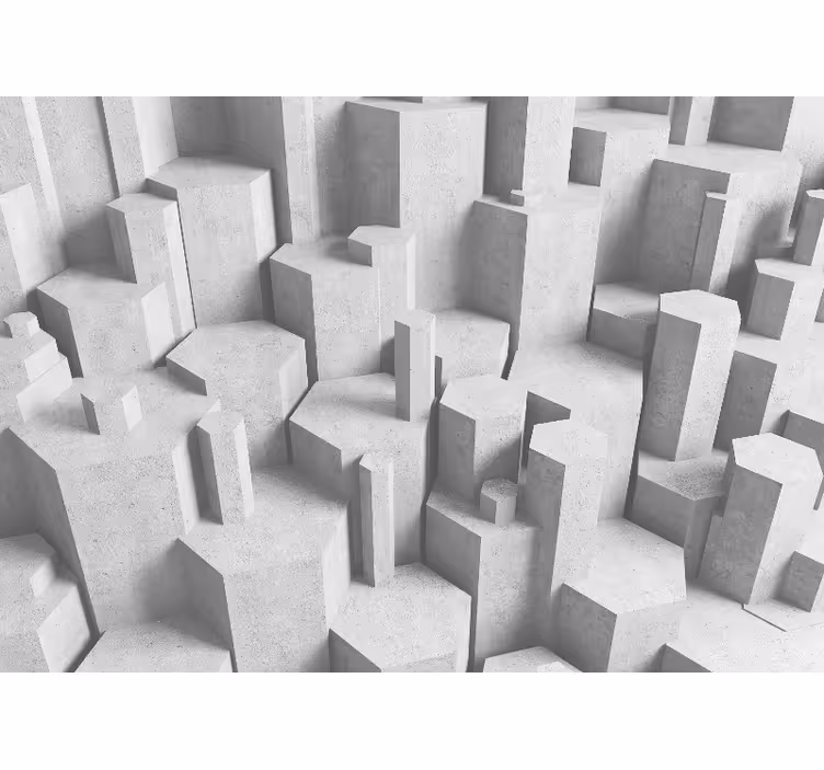 Vit rullgardin 3d betong geometriska former - Tenstickers