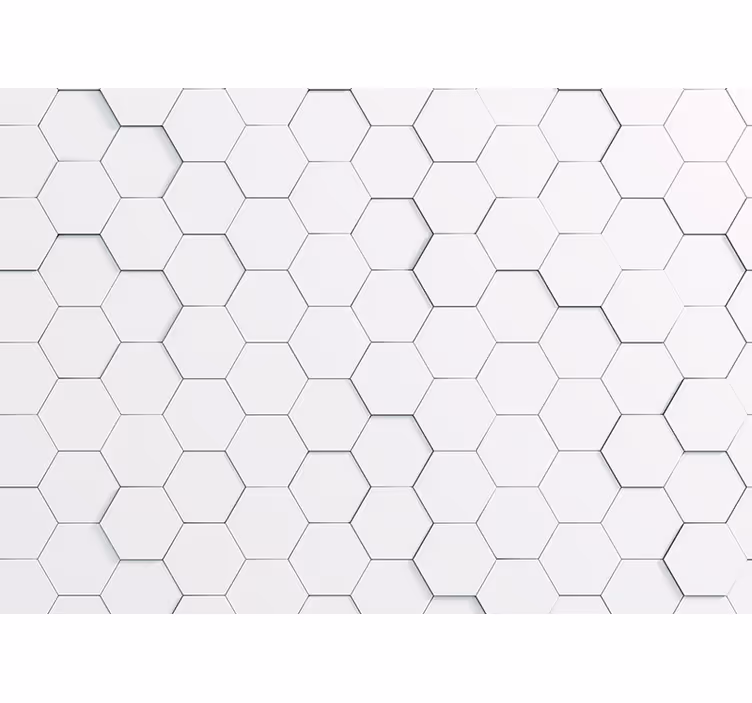 Vit rullgardin med mönster av vita hexagoner - Tenstickers
