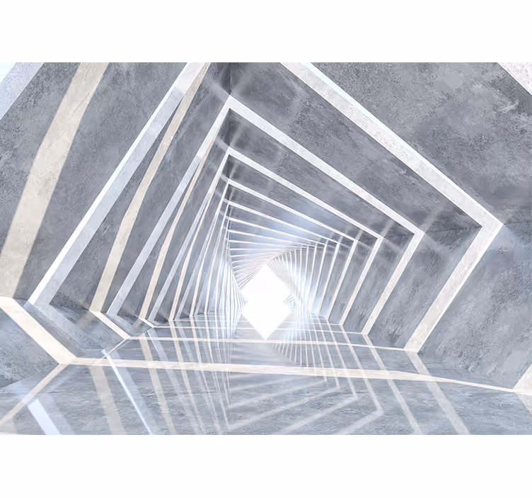 Vit rullgardin 3d geometrisk tunnel - Tenstickers
