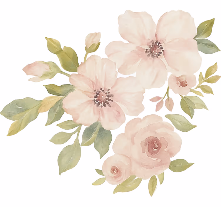 Vit rullgardin magnolia i akvarell - Tenstickers