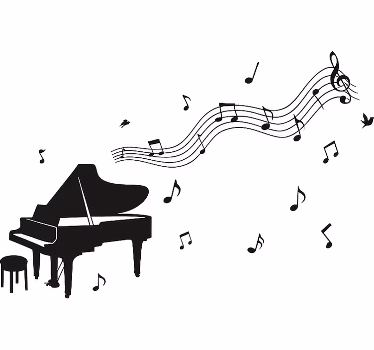 Vit rullgardin piano med noter - Tenstickers