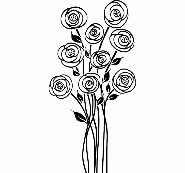 Vit rullgardin abstrakt blommor bukett - Tenstickers