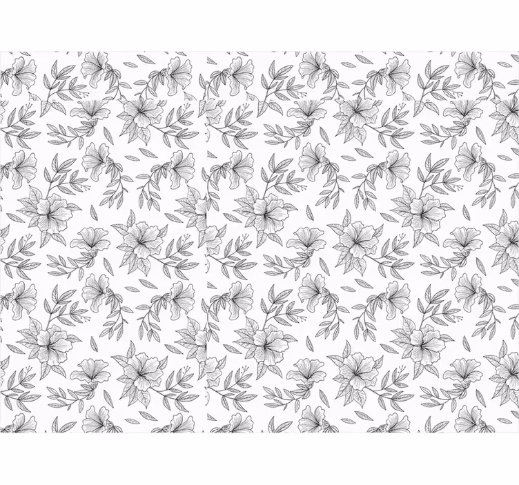 Rullgardin vardagsrum svartvit blommönster - Tenstickers