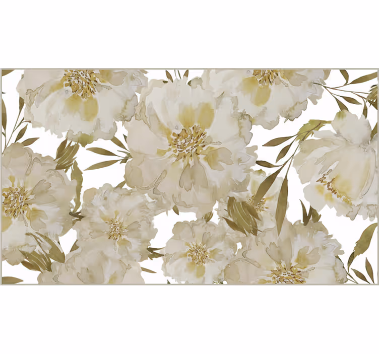 Rullgardin vardagsrum vita stora blommor - Tenstickers