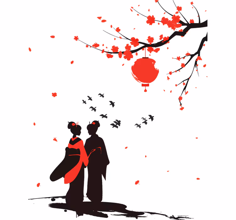 Rullgardin sovrum japanska geishor - Tenstickers