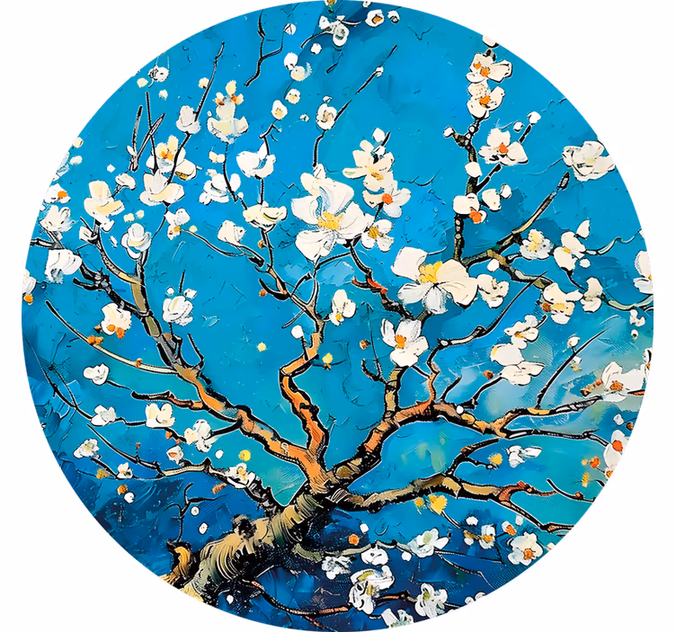 Rullgardin sovrum rund blå blommönster - Tenstickers