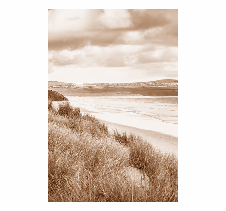 Rullgardin sovrum kustlandskap sepia toner - Tenstickers